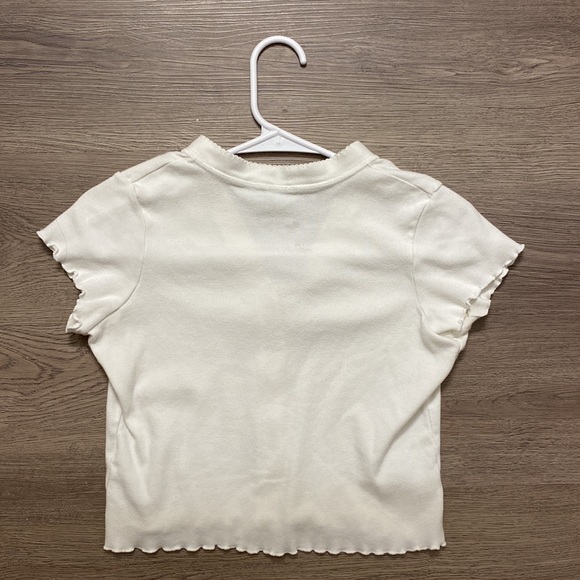 White Brandy Melville Button Up Short Sleeve Shirt - Picture 2 of 3